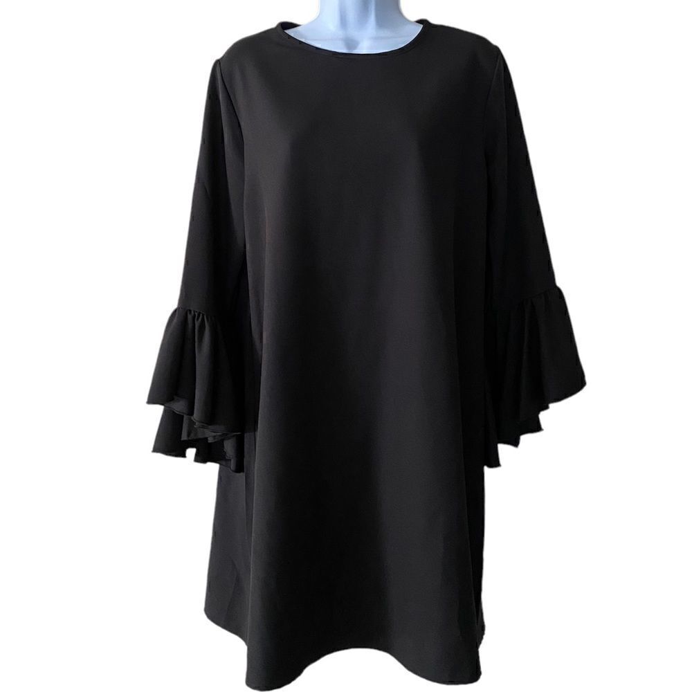 Two hearts Bell Sleeve Women’s Black Dress